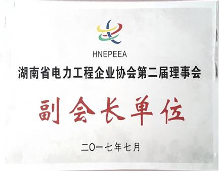 湖南省电力工程企业系会第二届理事会副会长单位