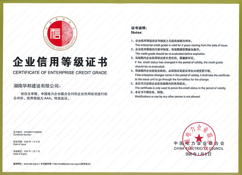 2020-2022年AAA企业信用等级证书